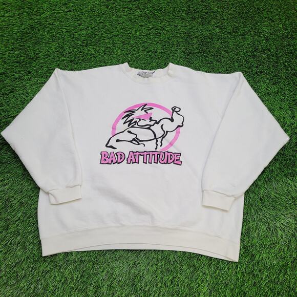 Vintage Bad-Attitude Sweatshirt Womens XL 26x24 Baggy - Picture 1 of 16